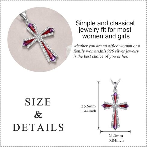 YAFEINI Cross Necklace 925 Sterling Silver Cubic Zirconia CZ Cross Crucifix Pendant Necklace Jewelry for Women Men Girls in Saudi Arabia