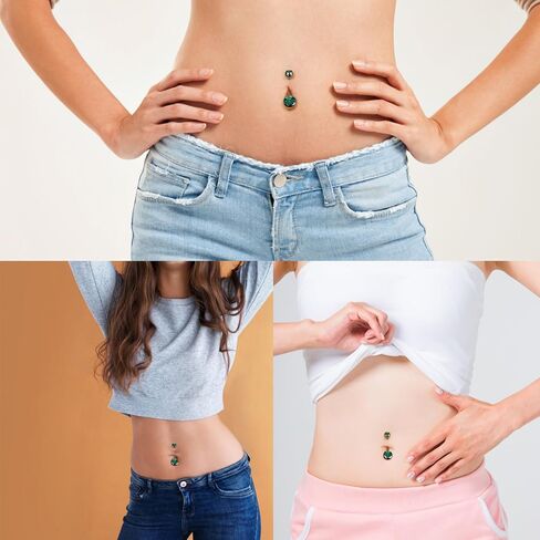 Hypoallergenic 14G 10mm G23 Pure Titanium Internally Threaded Belly Button Rings Petite Navel Ring for Women Body Piercing Jewelry Colorful CZ ASTM F136 Belly Bars in Saudi Arabia