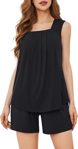 Womens Pajama Sets Soft Comfy Tank Tops and Shorts 2 Piece PJS Sleepwear Loungewear Cute PJ for Ladies in Saudi Arabia
