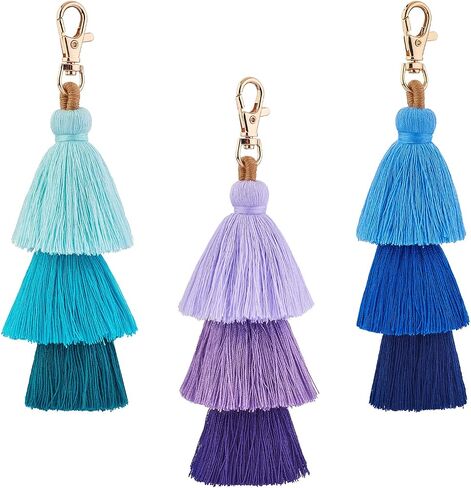 WEWAYSMILE 3Pcs Handmade Bohemian Tassel Keychain Colorful Boho Keychain Personalized Bag Charm Tassel Keychain for Women in Saudi Arabia