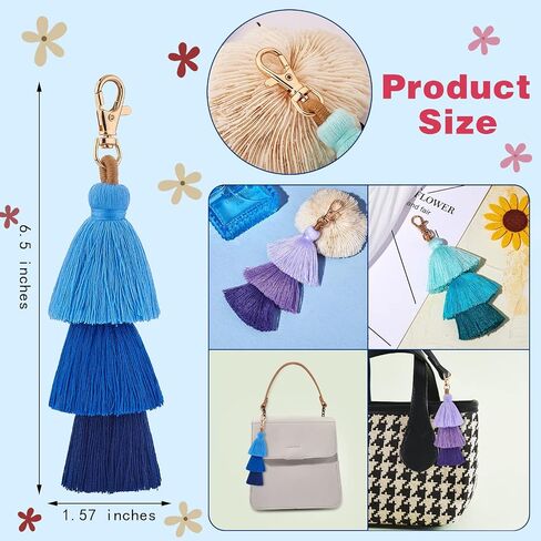 WEWAYSMILE 3Pcs Handmade Bohemian Tassel Keychain Colorful Boho Keychain Personalized Bag Charm Tassel Keychain for Women in Saudi Arabia