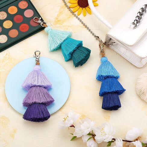 WEWAYSMILE 3Pcs Handmade Bohemian Tassel Keychain Colorful Boho Keychain Personalized Bag Charm Tassel Keychain for Women in Saudi Arabia