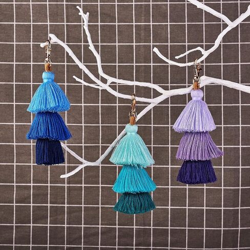 WEWAYSMILE 3Pcs Handmade Bohemian Tassel Keychain Colorful Boho Keychain Personalized Bag Charm Tassel Keychain for Women in Saudi Arabia