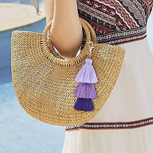 WEWAYSMILE 3Pcs Handmade Bohemian Tassel Keychain Colorful Boho Keychain Personalized Bag Charm Tassel Keychain for Women in Saudi Arabia
