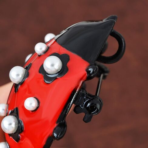 أوبوني جميل أحمر أسود المينا الأبيض لؤلؤة كبيرة خنفساء الحشرات دبوس قلادة للنساء فتاة in Kuwait