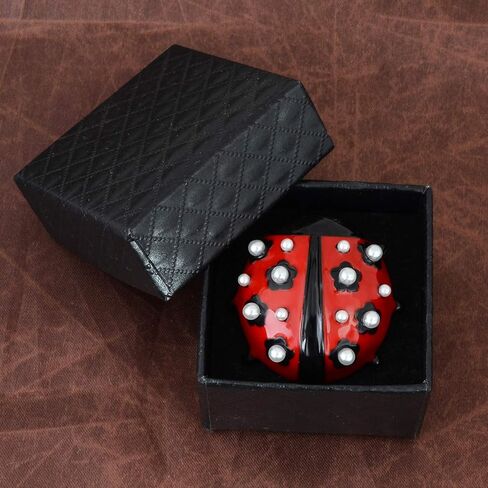 أوبوني جميل أحمر أسود المينا الأبيض لؤلؤة كبيرة خنفساء الحشرات دبوس قلادة للنساء فتاة in Kuwait