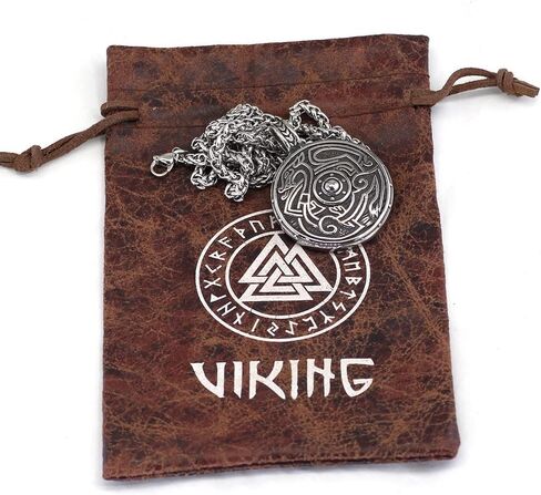 جو شوانج قلادة تميمة بتصميم درع التنين الاسكندنافي للرجال من فايكنغ مع حقيبة هدايا فالكنوت من الستانلس ستيل بدون احجار كريمة, ستانلس ستيل, لا أحجار كريمة in Kuwait