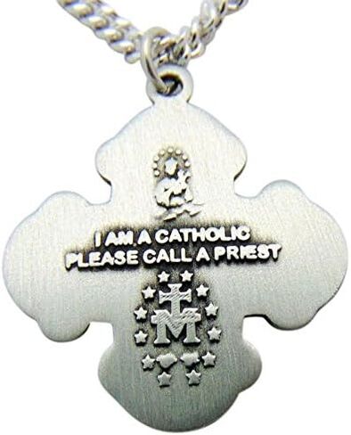 Solid Pewter Four Way Scapular Medal Boxed USA Made, 1 Inch in Kuwait
