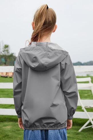 MODAFANS Girls Boys Rain Jacket Lightweight Waterproof Packable Hooded Half zip RainCoats Windbreaker for Outdoor 4-13Year in Kuwait
