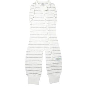 Woombie Leggies Combination Swaddle with Convertible Arms - Hip Healthy, Free-Legs Transition Swaddle with Arms in/Out Options - Twilight Gray Stripes, 3-6 Months