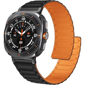 Magnetic watchband Compatible with Samsung Galaxy Watch 7 Ultra 47mm,No Gap Silicone Bands Compatible with Galaxy Watch Ultra 47mm(2024) for Men Women Bands Strap