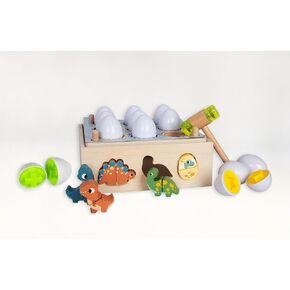 Brilliant Baby® - Egg Game | Toddler Learning Toy | Educational and Fun Wooden Dinosaur Baby Toy with Shapes, Colors and Stacking for Early Childhood Development | Interactive Toy for Toddler and Baby