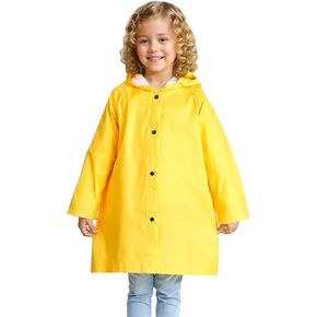Boys Girls Raincoat, Lightweight Breathable Kids Rain Jacket Waterproof Yellow Rain Coat for Children Rainwear