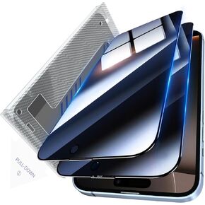 [عبوتان] واقي شاشة للخصوصية متوافق مع iPhone 16 Pro Max - [مجموعة المحاذاة التلقائية]، فلتر الضوء الأزرق، شاشة خصوصية من الزجاج المقوى 9H، أقوى 10 مرات، تغطية كاملة، خالية من الفقاعات، صديقة للحافظة - 6.9 بوصة