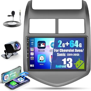 [2+64GB] Ohradio Android 13 Car Stereo for Chevrolet Chevy Aveo Sonic 2011-2013 with Wireless Carplay Android Auto, 9" HD Touchscreen Car Radio with Mirror Link Bluetooth GPS WiFi SWC FM RDS DSP