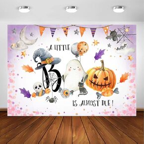 Avezano Halloween Baby Shower Backdrop Neutral Halloween Pumpkin Baby Shower Decorations Photo Backdrops A Little Boo is Almost Due Baby Shower Party Photoshoot Backdrops (7x5ft)