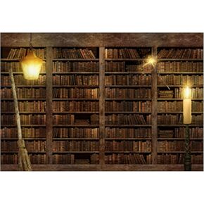 Funnytree 7x5FT Wizard Magic Bookshelf Photography Backdrop for Halloween Bookcase Dress Up Party Decor Ancient Library Background Photo Booth Prop