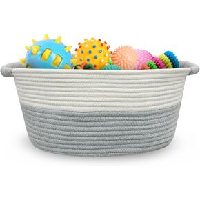 سلة لعبة الكلب المصنوعة من الحبال القطنية مع مقبض وصندوق تخزين ألعاب الجراء وصندوق تخزين صغير مستطيل الشكل لحفاضات الحيوانات الأليفة وسرير كيتي للحيوانات الأليفة مثالي لحمل ألعاب المضغ والبطانيات والمقاود وأشياء للكلاب، رمادي-S in Kuwait