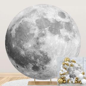 Diameter 7.2ft Outer Space Round Backdrop Cover Universe Moon Surface Mysterious Fantasy Cosmic Planet Photography Background for Boy Birthday Party Decor Kids Adults Art Portrait Photo Props