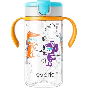 كوب إيفوري تريتان المضاد للانسكاب للأطفال مع قش سيليكون، زجاجة مياه مقاومة للانسكاب للأطفال من عمر 1-4 سنوات، 10 أونصة، مقابض قابلة للإزالة، مثالية للمدرسة (الأرنب الوردي) in Kuwait