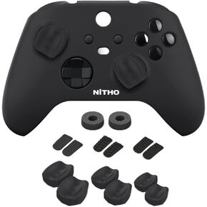 NiTHO FPS Controller Precision Cover Kit for Xbox Series X/S, 1x Silicone Protective Cover, Set of 2 Mini-Stick Precision Rings, 3 Sizes Concave Thumb Grips, 3 Textures Rubber Triggers Sets - Black