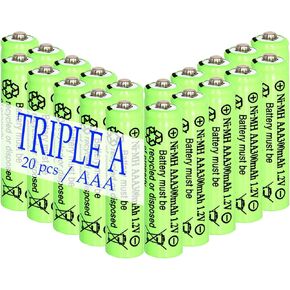 1.2V AAA 300mAh Ni-MH Rechargeable Triple a Batteries for Solar Lights,20 Packs
