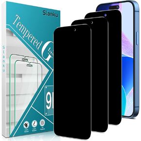 Slanku [3 Pack Privacy Screen Protector for iPhone 16 Pro Max Tempered Glass Film, Anti-Spy, Full Coverage, Case Friendly