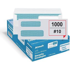 مظاريف أمان مزدوجة النافذة FLIP & SEAL 500#10 - للفواتير والبيانات والوثائق القانونية، ختم لاصق ذاتي الغلق، ملون للأمان، مقاس 4 ⅛ X 9 ½ - 24LB، عدد 500 (30110) in Kuwait