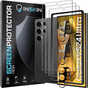 Inskin Screen Protector for Samsung Galaxy S24 Plus 5G (6.7 inch, 2024) - Ultimate 3+3 Tempered Glass Set with Camera Lens Guard and Auto Alignment Tray - Fingerprint ID Compatible