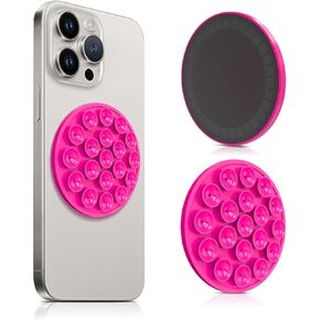 Silicone Suction Cup Phone Mount, Magnetic Suction Phone Case Stand, Mirror Shower Phone Holder, Perfect for Selfies and Videos Creators, Hands Free Holder Mount-Hot Pink