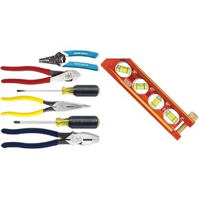 Klein Tools 80080 Hand Tool Kit includes 2 Screwdrivers, Made in USA, 3 Pliers, Wire Stripper and Cutter, for Electricians, 6-Piece
