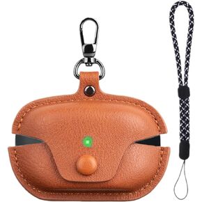Compatible with Sony WF-1000XM5 Case Cover with Keychain Hook Lanyard,Vintage Leather Case Designed for Sony Earbuds WF1000XM5 Case Cover (2023) for Women Men (Black)