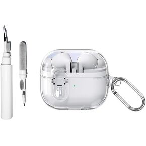[3 in 1] TSVSXS Lock Case Compatible with Samsung Galaxy Buds3 Pro/Galaxy Buds3(2024) with Cleaning Kit & Keychain, Clear Shockproof Wireless Charging Protective Cover
