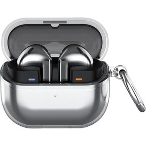 Soft TPU Case for Samsung Galaxy Buds3/ Buds3 Pro Earbuds with Keychain Fit Galaxy Buds 3 Pro Ear Tips Case Cover for Galaxy Buds3, Transparent Black