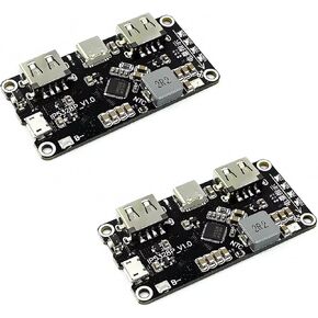 2 قطعة IP5328P بطارية USB مزدوجة باور بانك ثنائي الاتجاه 18 وات وحدة شحن سريع اللوحة الأم للطاقة المتنقلة 3.7 فولت إلى 5 فولت 9 فولت 12 فولت جهد معزز QC3.0 FCP AFC MET SFCP شحن سريع من النوع C in Kuwait