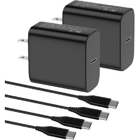 2Pack 25W USB C Charger and Cable for Galaxy S24/S24 Plus/S24 Ultra/S23 S22/A54 A14 A23 5G/A15 A55 A25,Z Fold 4 5,Tab S8 S9,iPhone 15 Pro Max,Super Fast Charging Block Wall Power Adapter Plug
