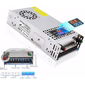 Adjustable Power Supply DC 0-12V 0-50A 600W with LED Display 12V Power Supply Variable AC to DC Converter 110V to 12V Designed for LED Light Car Stereo Electronics (12V-50A-600W, DC12V)