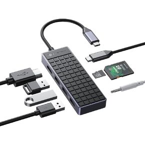 Yottamaster USB C Hub 8 Ports USB C Hub Multiport Adapter with 4K HDMI, VGA, USB A 3.0, 100W PD, 3.5mm Audio, Compatible with Type C Laptop Devices