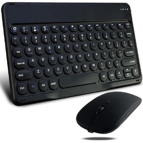 Wireless Bluetooth Keyboard and Mouse Set,Round Keys Cordless Rechargeable 10“Ultra Slim Cordless 1200DPI,Portable Keyboard and Mice for Windows/iOS/Android/PC/Laptop/iPad (Blue)