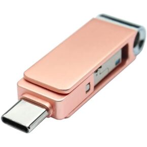 TC-303 32GB USB 3.0 Type C Flash Drive | 3 in 1 USB C, USB A, Micro USB| High Speed OTG Flash Drive for Smartphone, Tablets, New MacBook (32GB, Champagne Gold)