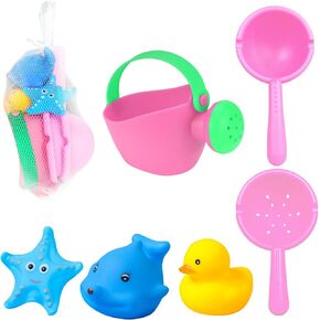 6 Pack Bath Toys for Toddlers, Baby Water Toys Fun for Bathtub Pool Water Table Beach (Pink)