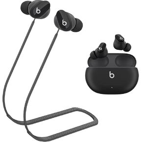 متوافق مع حزام Beats Studio Buds، وحبل سماعات الأذن الرياضية المصنوعة من السيليكون، وإكسسوارات أشرطة سماعات Studio Buds المضادة لفقدانها، وحبل ناعم مضاد لفقدان الرقبة، وموصل حامل للجري، (أسود)