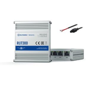 Teltonika RUT300000100 - RUT300 راوتر إيثرنت صناعي، مزود طاقة أمريكي، 5 RJ45، USB - مع كابل طاقة DC in Kuwait