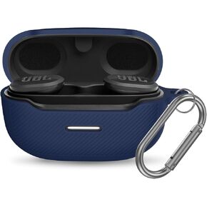 for JBL Endurance Race Case Cover, Silicone Protective Portable Scratch Shock Resistant Cover Compatible with JBL Endurance Race Earbuds Charging Case with Carabiner(Black)