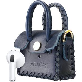 AirPod Case for AirPods Pro & AirPods 3rd Generation, AirPod Pro case & AirPods 3rd Generation Case for Women, Gen Leather Air pod case with Keychain, Girls Holiday Birthday Gifts - Blue