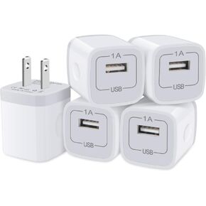 5 Pack Fast Charging USB Wall Charger Brick Power Adapter Cube for iPhone 15/14/13/12/SE/11/11 Pro Max/XR/X/Plus/Mini, iPad, Samsung, Camera, LG, Android, More