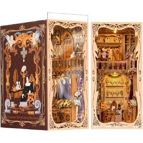 Book Nook Kit, New DIY Miniature Dollhouse Booknook Kit, 3D Wooden Puzzle Bookend Bookshelf Insert Decor with LED Light for Teens and Adults(Endless Dimensions) in Kuwait