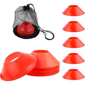 XIHIRCD 25pcs Soccer Cones for Sports Training, Mini Football Cones with Mesh Bag, Flexible Agility Practice Cones Drills Training Plastic Cones for Basketball Running Sports Games Kids Skating