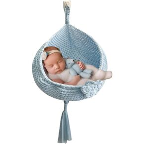 Baby Hammock Photography Prop, Soft Comfortable Cotton Rope Hand Woven Newborn Photography Props Hammock for Photoshoot