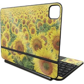 Glossy Glitter Skin Compatible with Apple Magic Keyboard for iPad Pro 11‑inch (M4) 2024 - Sunflower Field - Premium 3M Vinyl Protective Decal Cover - Easy to Apply | Crafted in The USA by MightySkins